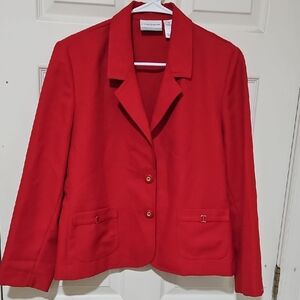 Alfred Dunner Vintage Vibrant Red Blazer Sz 12P